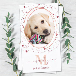 Elegant Roos Gold Star Social Media Photo Monogram Visitekaartje