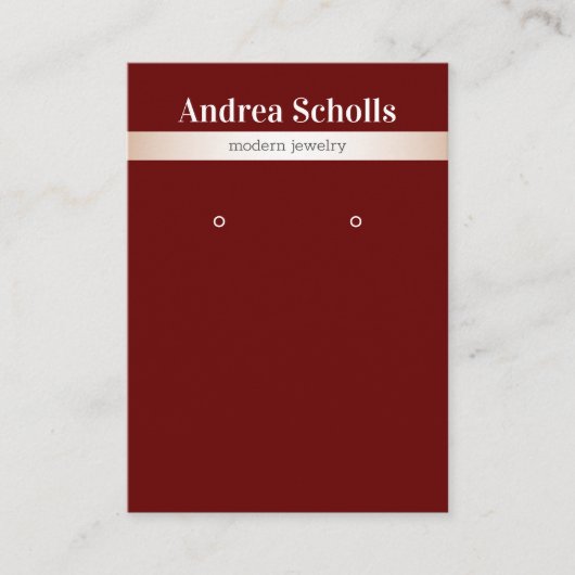 Elegant Roos Gold Striped Jewels Earning Display Visitekaartje (Voorkant)