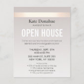 Elegant Roos Gold Striped Moderne Open House Flyer (Voorkant)