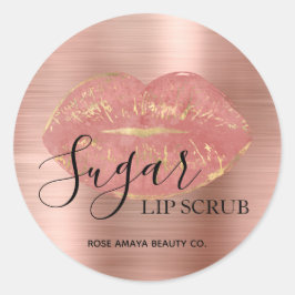 Elegant Roos Gold Sugar Lip Scrub Productlabel Ronde Sticker