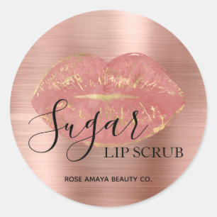 Elegant Roos Gold Sugar Lip Scrub Productlabel Ronde Sticker