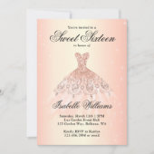 Elegant Roos Gold Sweet 16 Birthday Party Kaart (Voorkant)