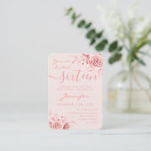 Elegant Roos Gold Sweet 16 Glitter Floral Blush  Informatiekaartje (Staand voorkant)