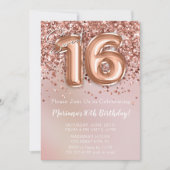 Elegant Roos Gold Sweet 16e verjaardag Kaart (Voorkant)