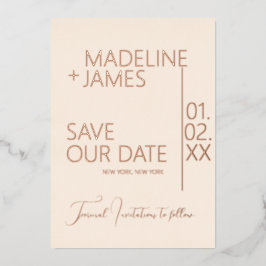ELEGANT Roos Gold Tan Save the Dates Announements Folie Uitnodiging