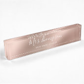 Elegant Roos Gold Teacher's Name Script Metallic Naambordje