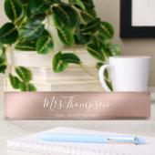 Elegant Roos Gold Teacher's Name Script Metallic Naambordje