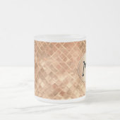Elegant Roos Gold Tegel Patroon met Monogram Matglas Koffiemok (Center)