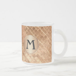 Elegant Roos Gold Tegel Patroon met Monogram Matglas Koffiemok