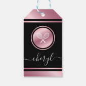 Elegant Roos Gold Tennis Rackets & Girls Kinder Na Cadeaulabel (Achterkant)