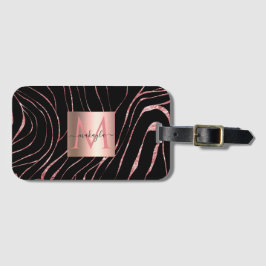 Elegant Roos Gold Tiger Striped Black Bagagelabel