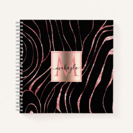 Elegant Roos Gold Tiger Striped Black Notitieboek