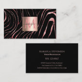 Elegant Roos Gold Tiger Striped Print Black Visitekaartje (Voorkant / Achterkant)
