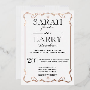 Elegant Roos Gold Traditional Wedding Folie Uitnodiging