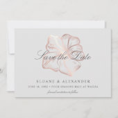 Elegant Roos Gold Tropical Hibiscus Flower Wedding Save The Date (Voorkant)