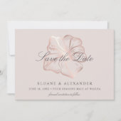 Elegant Roos Gold Tropical Hibiscus Flower Wedding Save The Date (Voorkant)