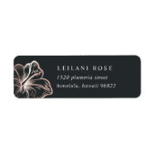 Elegant Roos Gold Tropical Hibiscus Return Address Etiket (Voorkant)