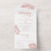 Elegant Roos Gold Tropical Wedding All In One Uitnodiging (Binnen)