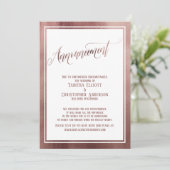 Elegant Roos Gold uitgestelde trouwaankondiging Kaart (Staand voorkant)