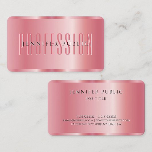 Elegant Roos Gold Uw aangepaste tekst Sjabloon Lux Visitekaartje (Voorkant / Achterkant)