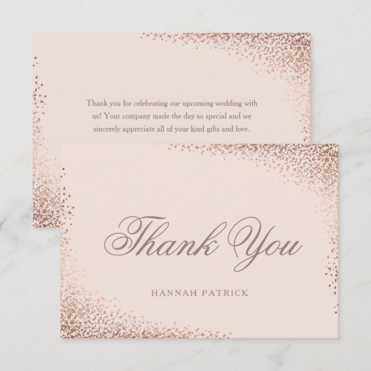 Elegant Roos Gold Vrijgezellenfeest Bedankkaart (Voorkant / Achterkant)