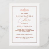 Elegant Roos Gold Waterverf Quinceanera Birthday Folie Uitnodiging (Voorkant)
