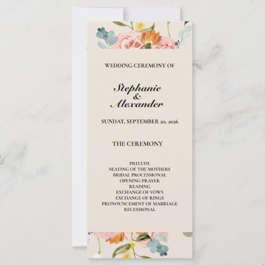 Elegant Roos Gold Waterverf Wedding Program (Voorkant)