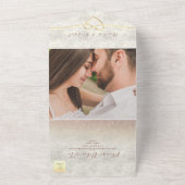 Elegant Roos Gold Wedding All In One Uitnodiging (Buitenkant)