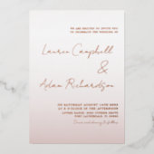 Elegant Roos Gold Wedding Folie Uitnodiging (Voorkant)