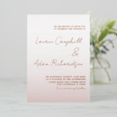 Elegant Roos Gold Wedding Folie Uitnodiging (Staand Voorkant)