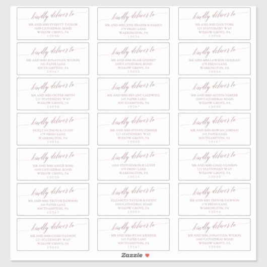 Elegant Roos Gold Wedding Guest Adresetiketten Sticker (Vel)