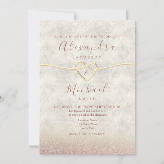 Elegant Roos Gold Wedding Invitation Kaart (Voorkant)