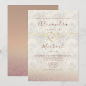 Elegant Roos Gold Wedding Invitation Kaart (Voorkant / Achterkant)