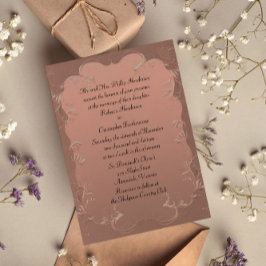 Elegant Roos Gold Wedding Invitation Kaart