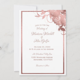 Elegant Roos Gold Wedding Invitation Kaart