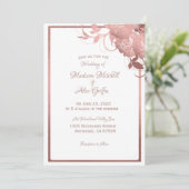 Elegant Roos Gold Wedding Invitation Kaart (Staand voorkant)