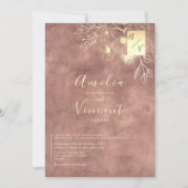 Elegant Roos Gold Wedding Kaart (Voorkant)