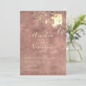Elegant Roos Gold Wedding Kaart (Staand voorkant)