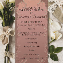 Elegant Roos Gold Wedding Program Programmakaart