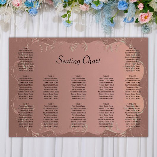 Elegant Roos Gold Wedding Reception Seating Chart Poster