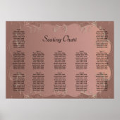 Elegant Roos Gold Wedding Reception Seating Chart Poster (Voorkant)