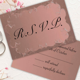 Elegant Roos Gold Wedding RSVP Kaartje