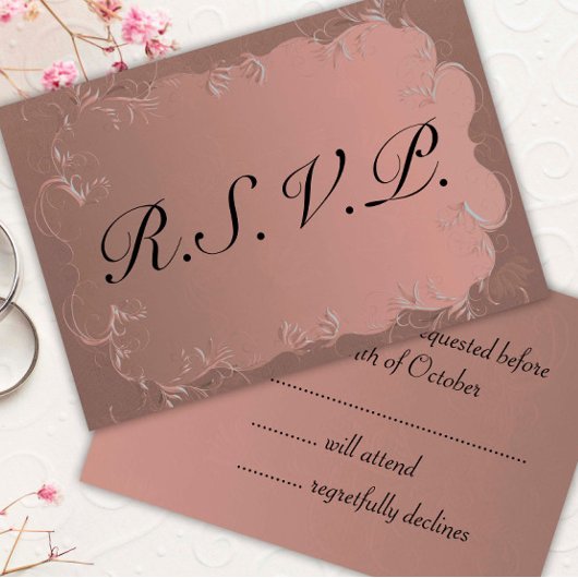 Elegant Roos Gold Wedding RSVP Kaartje