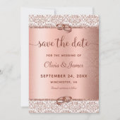 Elegant Roos Gold Wedding Save The Date (Voorkant)