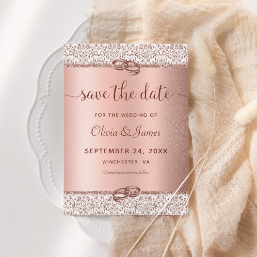 Elegant Roos Gold Wedding Save The Date