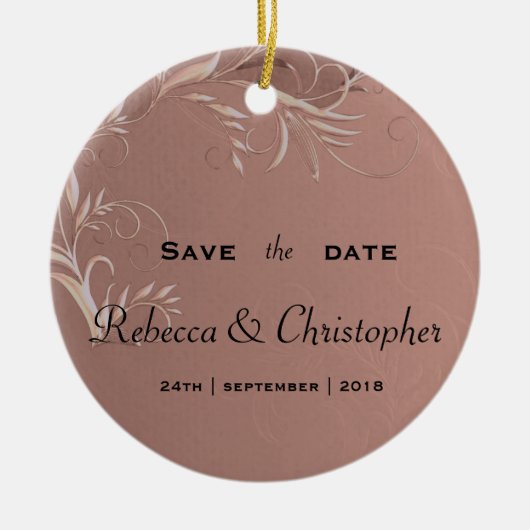 Elegant Roos Gold Wedding Save the Date Keramisch Ornament (Voorkant)