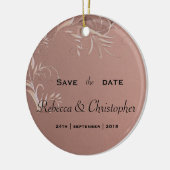Elegant Roos Gold Wedding Save the Date Keramisch Ornament (Links)