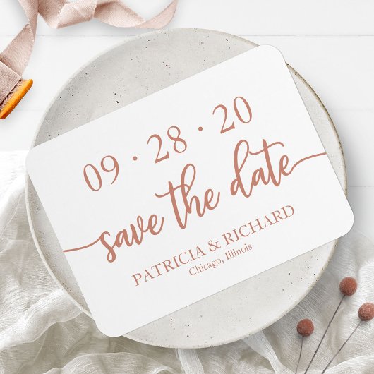 Elegant Roos Gold Wedding Save the Date Magneet