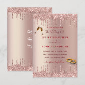 Elegant Roos Gold Wedding Uitnodiging Glitter Driv (Voorkant / Achterkant)