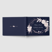 Elegant Roos Gold White Flowers Geometric Wedding Gastenboek (Volledig)